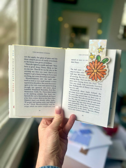 Orange Chrysanthemum Sparkly Magnetic Bookmark
