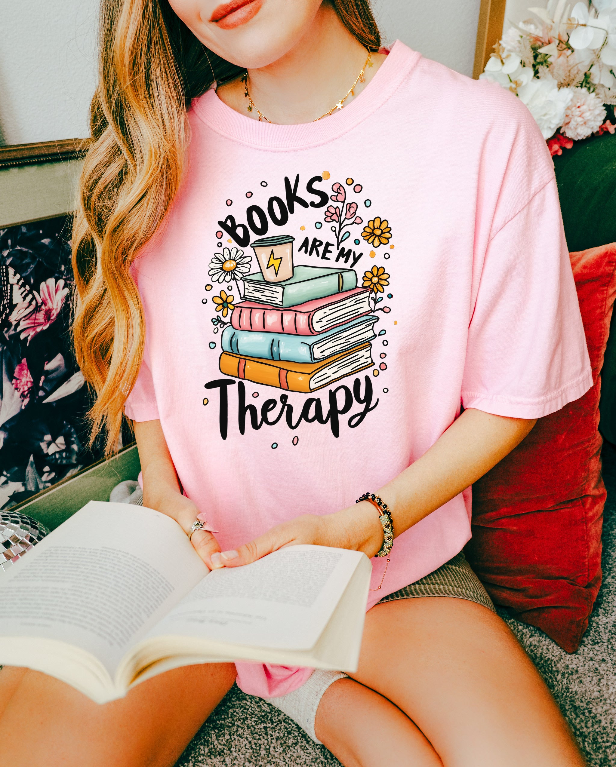 Books are Therapy Floral