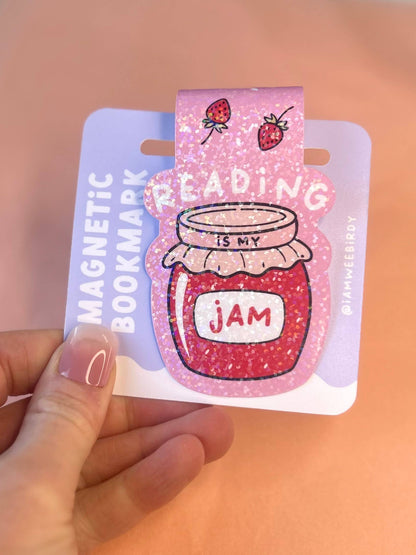 Reading Is My Jam Sparkly Magnetic Bookmark 