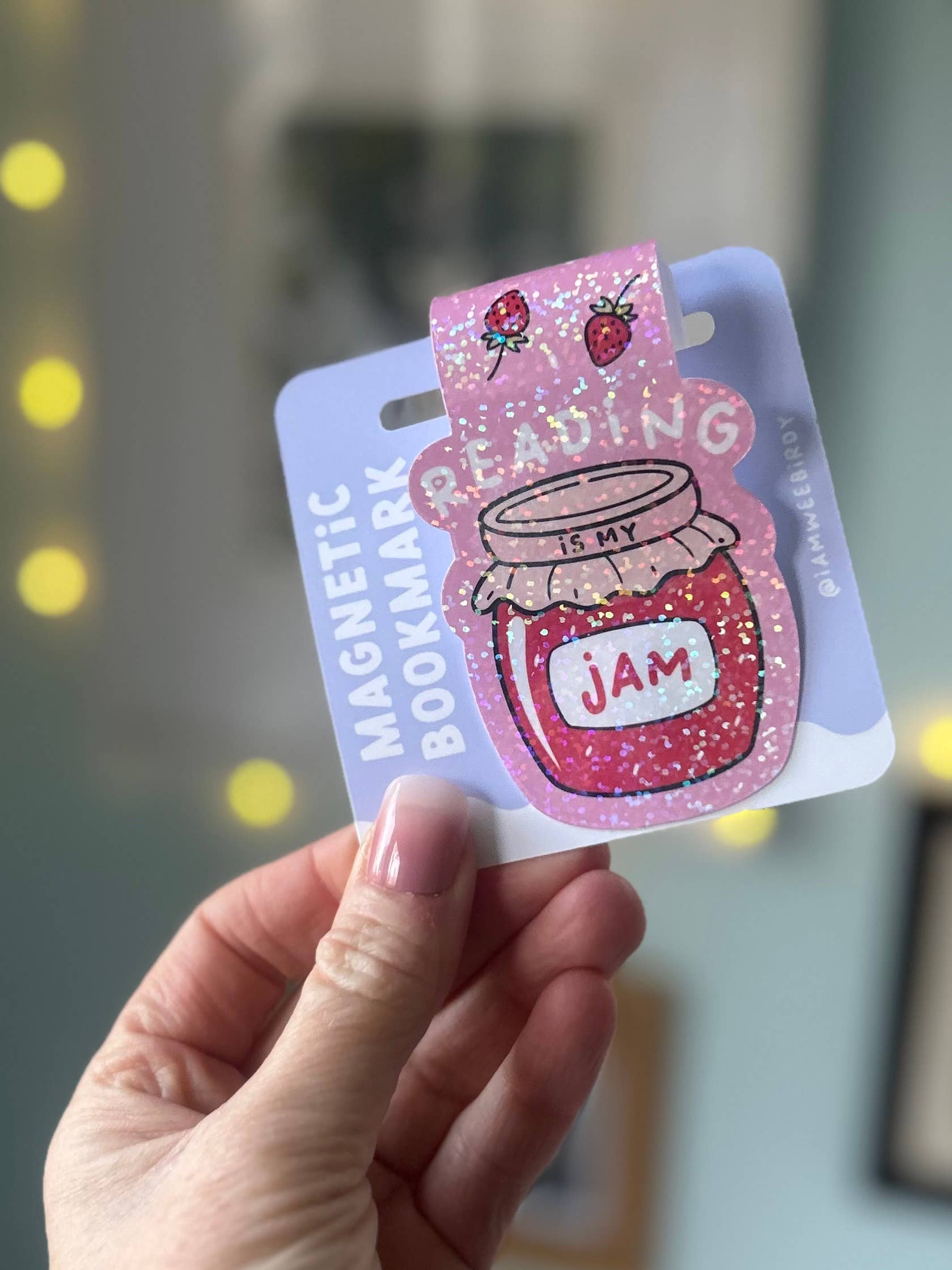 Reading Is My Jam Sparkly Magnetic Bookmark 