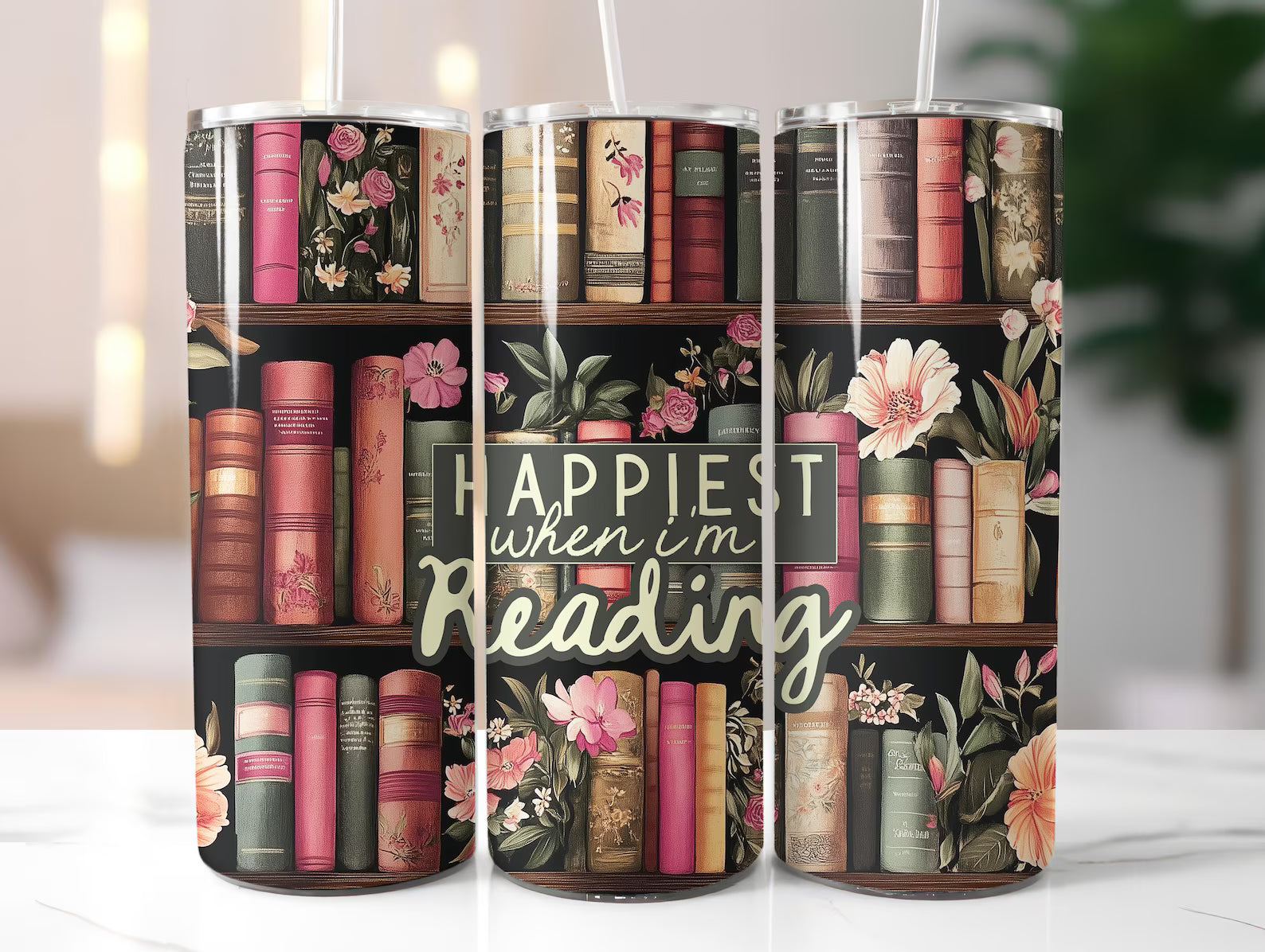 Happiest When Reading Tumbler