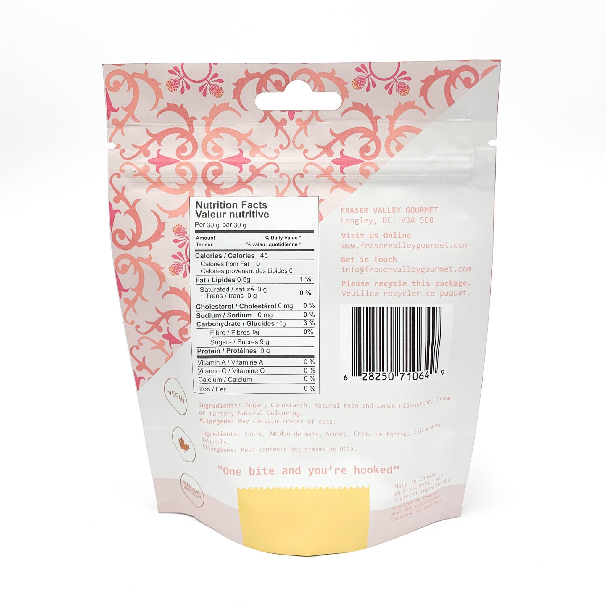 Turkish Delight Rose and Lemon Flavour 100g bag