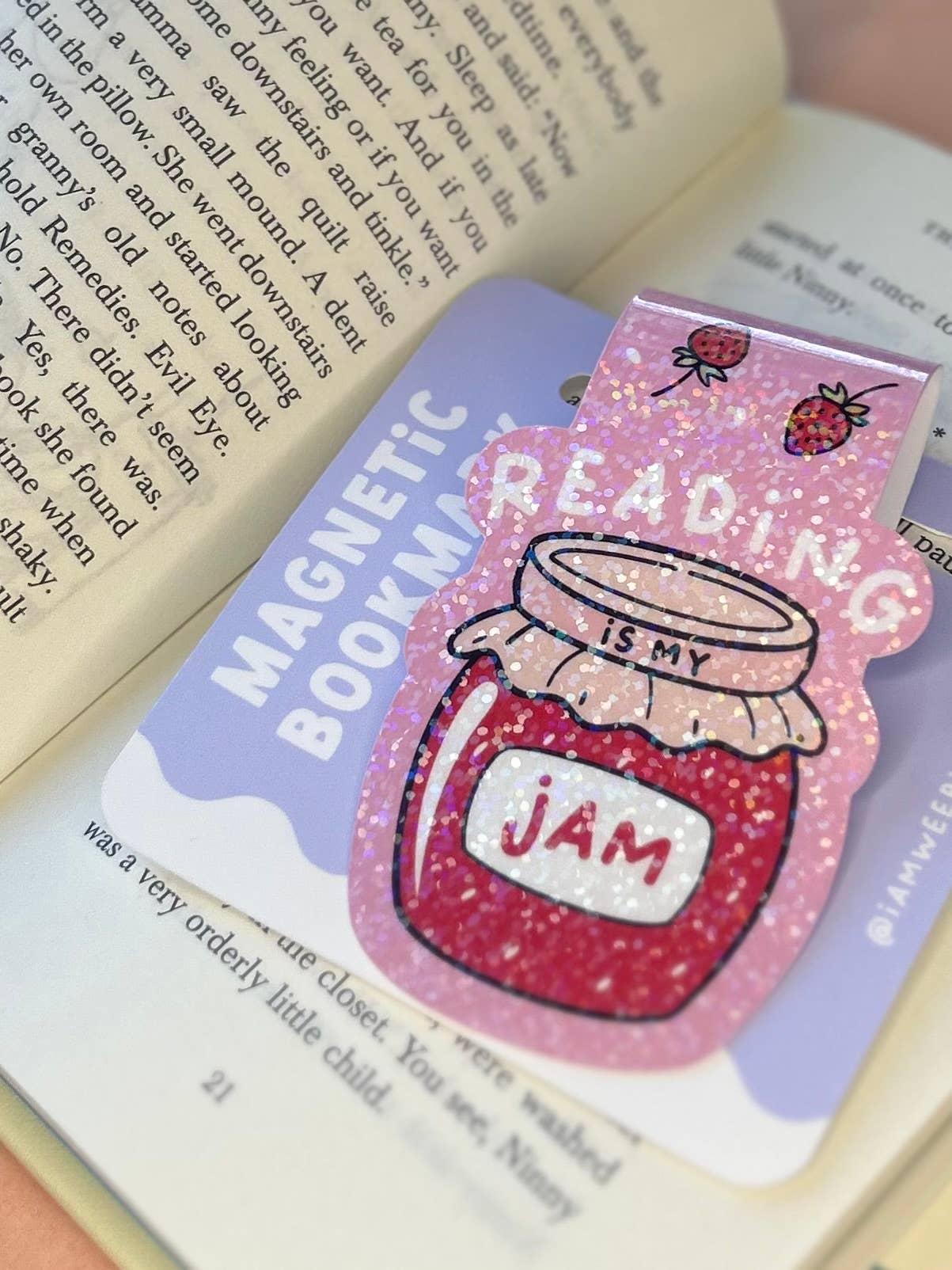 Reading Is My Jam Sparkly Magnetic Bookmark 