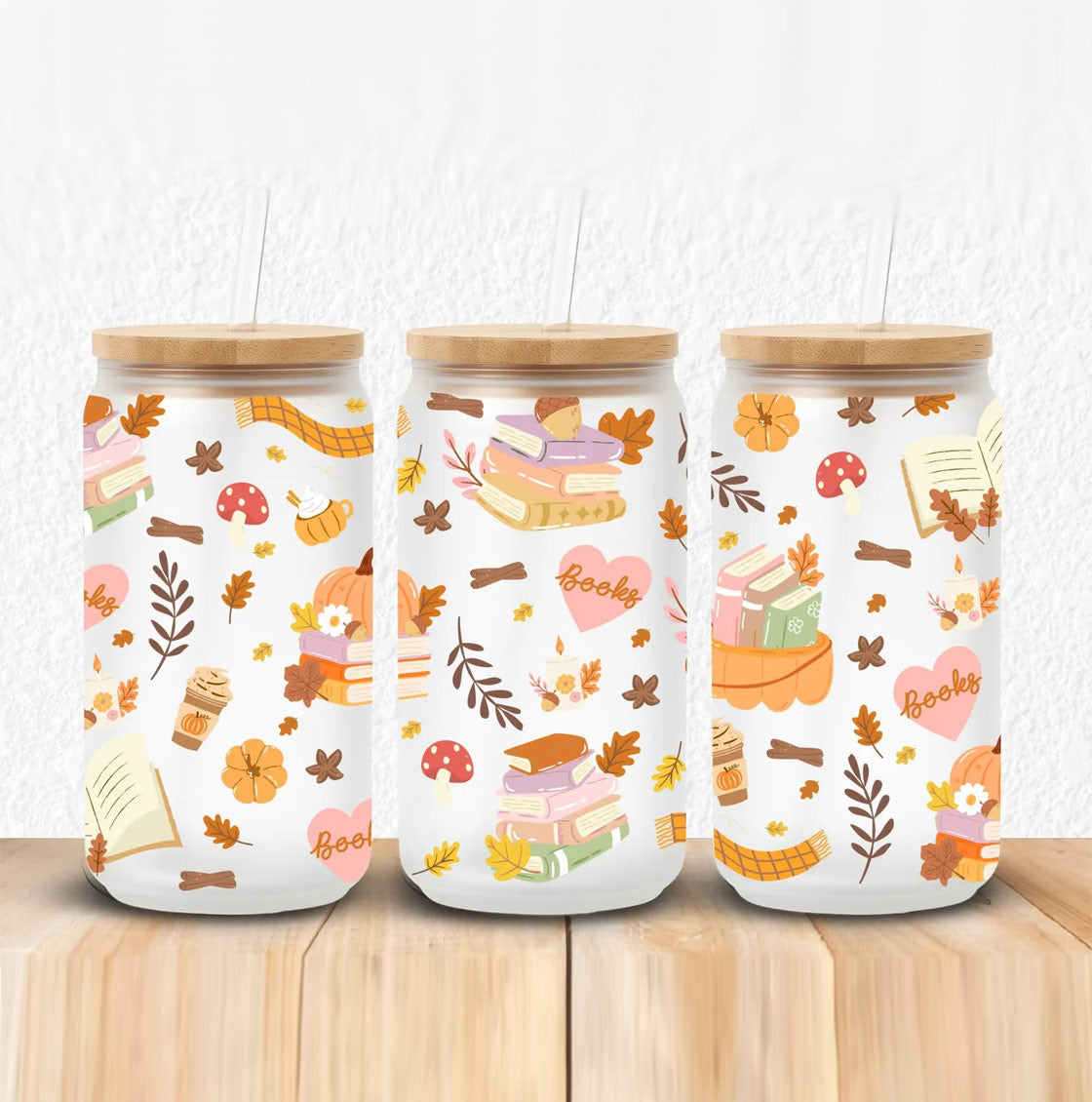 Fall Book Love Beer Glass