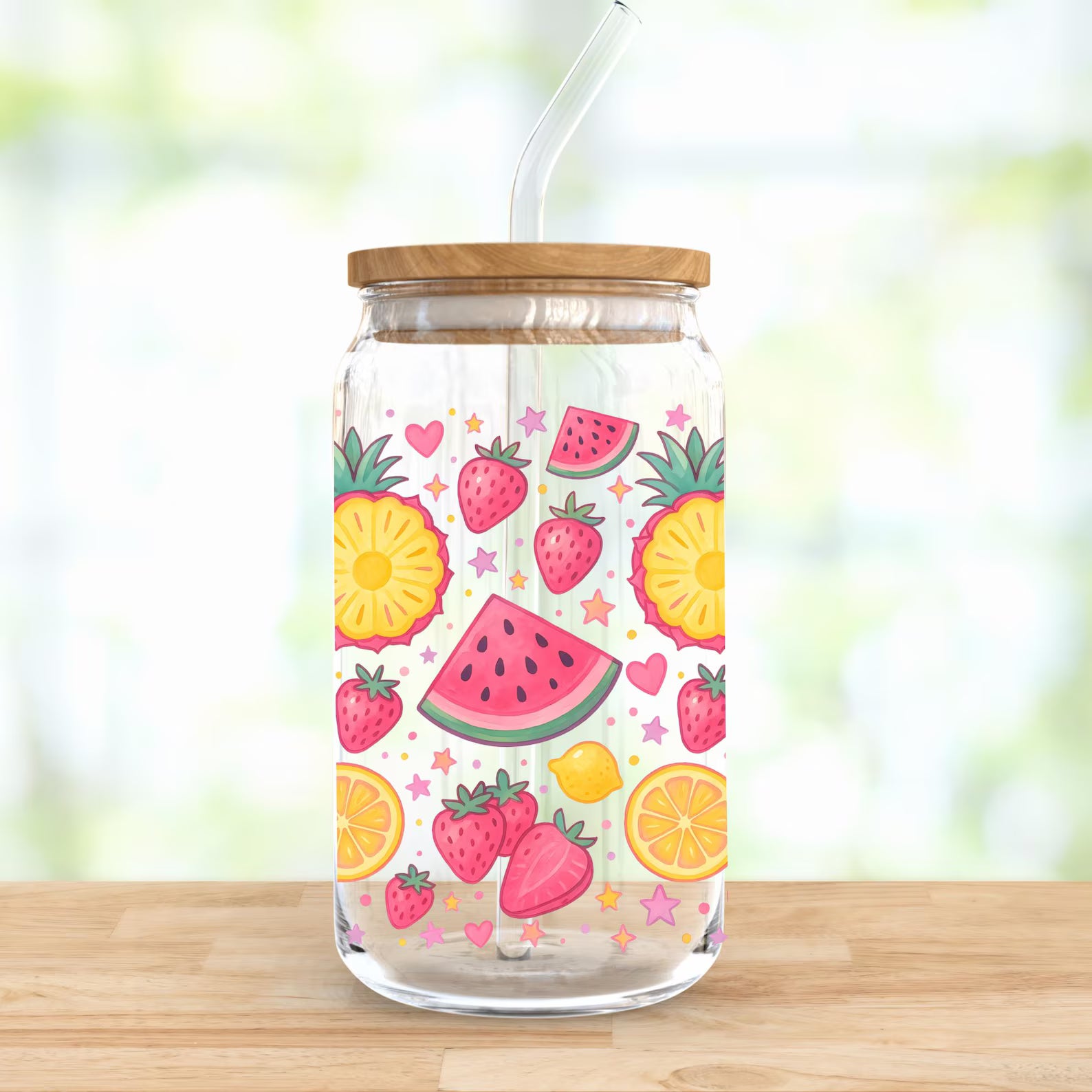 Summer Fruit Beer Can Glass
